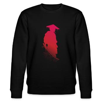 Samurai Blütenzauber Geistige Stärke - Stanley/Stella Unisex Bio-Sweatshirt CHANGER  - Schwarz - Vorne - Nik (191cm) & Marisol (170cm)