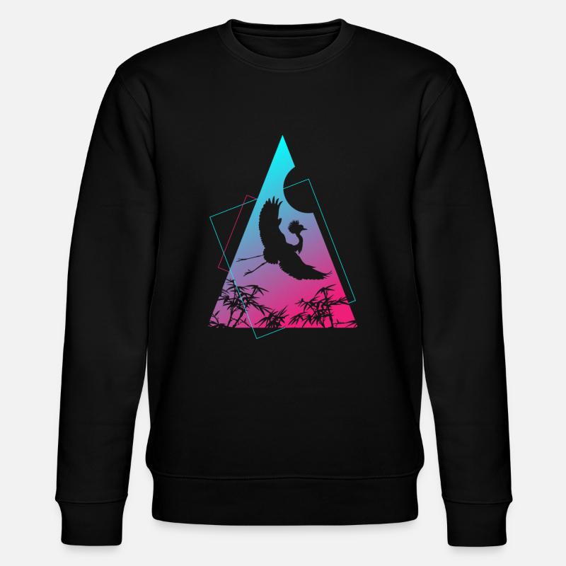 Crane Origami Geometry Creativity - Stanley/Stella CHANGER Unisex Organic Sweatshirt - black