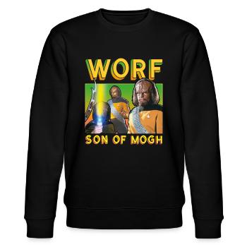 Star Trek The Next Generation Worf - Stanley/Stella Unisex Bio-Sweatshirt CHANGER  - Schwarz - Vorne - Nik (191cm) & Marisol (170cm)
