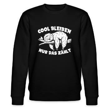 Süßes schläfriges Faultier immer mit der Ruhe - Stanley/Stella Unisex Bio-Sweatshirt CHANGER  - Schwarz - Vorne - Nik (191cm) & Marisol (170cm)