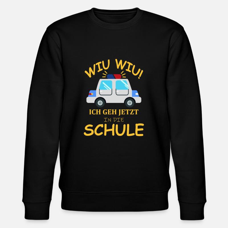 Einschulung Polizeiwagen Erstklässler Geschenkidee - Stanley/Stella Unisex Bio-Sweatshirt CHANGER  - Schwarz