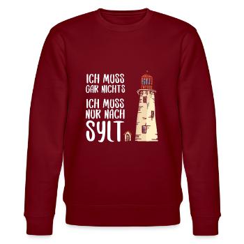 Insel Sylt Urlaub Geschenkidee - Stanley/Stella Unisex Bio-Sweatshirt CHANGER  - Burgunderrot - Vorne - Nik (191cm) & Marisol (170cm)