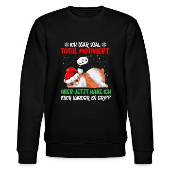 Ich War Mal Total Motiviert Weihnachten Hamster - Stanley/Stella Unisex Bio-Sweatshirt CHANGER  - Schwarz - Vorne - Nik (191cm) & Marisol (170cm)