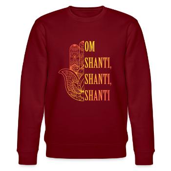 Om Shanti Hamsa Spirituelles Friedensdesign - Stanley/Stella Unisex Bio-Sweatshirt CHANGER  - Burgunderrot - Vorne - Nik (191cm) & Marisol (170cm)
