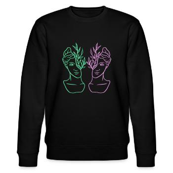 Doppelte römische Statue neonschwarzer Hintergrund - Stanley/Stella Unisex Bio-Sweatshirt CHANGER  - Schwarz - Vorne - Nik (191cm) & Marisol (170cm)