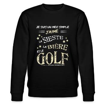 Golfeur passion cadeau humour joueur de golf - Sweat bio CHANGER Stanley/Stella Unisexe - noir - Devant - Nik (191cm) & Marisol (170cm)