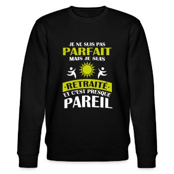 Retraité - T-shirt Retraite Cadeau Humour - Sweat bio CHANGER Stanley/Stella Unisexe - noir - Devant - Nik (191cm) & Marisol (170cm)