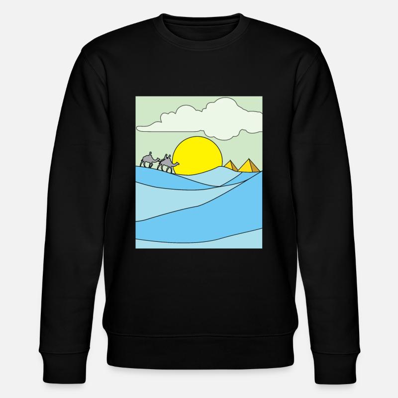 Retro Pyramide Wüste Sonne - Stanley/Stella Unisex Bio-Sweatshirt CHANGER  - Schwarz