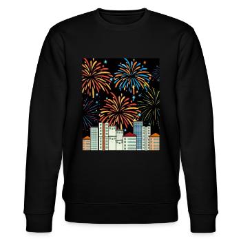 Fireworks Pyro New Year's Eve Countdown - Stanley/Stella CHANGER Unisex Organic Sweatshirt - black - Front - Nik (191cm) & Marisol (170cm)