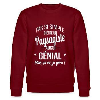Paysagiste - Sweat bio CHANGER Stanley/Stella Unisexe - bordeaux - Devant - Nik (191cm) & Marisol (170cm)