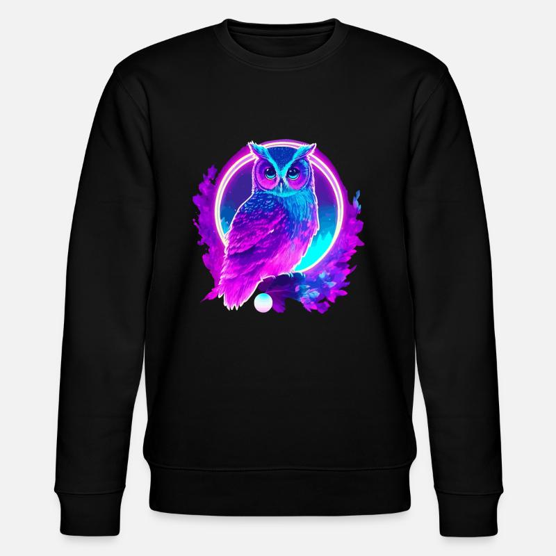Owl Neon Moon Synthwave - Sweat bio CHANGER Stanley/Stella Unisexe - noir