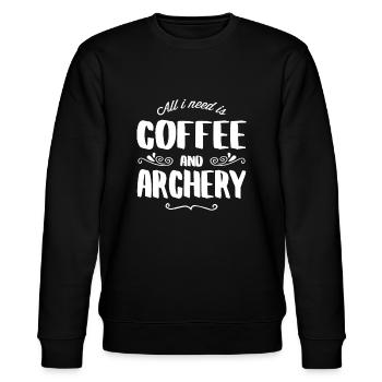 Archery & Coffee - Stanley/Stella Unisex Bio-Sweatshirt CHANGER  - Schwarz - Vorne - Nik (191cm) & Marisol (170cm)