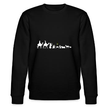 Krippe Weihnachten Evolution Weihnachtskrippe Fest - Stanley/Stella Unisex Bio-Sweatshirt CHANGER  - Schwarz - Vorne - Nik (191cm) & Marisol (170cm)