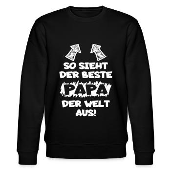 Papa Vater Bester Papa Geschenk - Stanley/Stella Unisex Bio-Sweatshirt CHANGER  - Schwarz - Vorne - Nik (191cm) & Marisol (170cm)