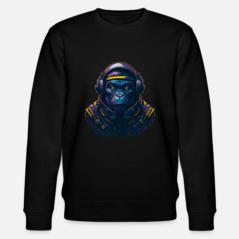 Gorilla Astronaut Monkey - Stanley/Stella CHANGER Unisex Organic Sweatshirt - black