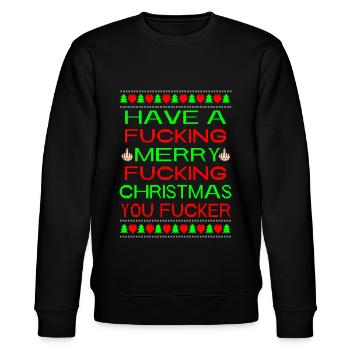 Merry Fucking Christmas Ugly Christmas Sweater - Stanley/Stella Unisex Bio-Sweatshirt CHANGER  - Schwarz - Vorne - Nik (191cm) & Marisol (170cm)