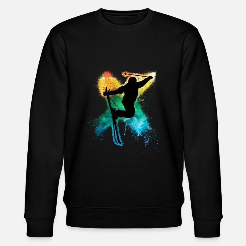 Freeski extrême freestyle trick arc-en-ciel - Sweat bio CHANGER Stanley/Stella Unisexe - noir