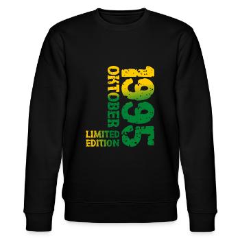 1995 Oktober Limited Edition 28. Geburtstag Deko - Stanley/Stella Unisex Bio-Sweatshirt CHANGER  - Schwarz - Vorne - Nik (191cm) & Marisol (170cm)