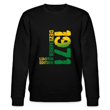 1971 Dezember Limited Edition 52. Geburtstag Deko - Stanley/Stella Unisex Bio-Sweatshirt CHANGER  - Schwarz - Vorne - Nik (191cm) & Marisol (170cm)