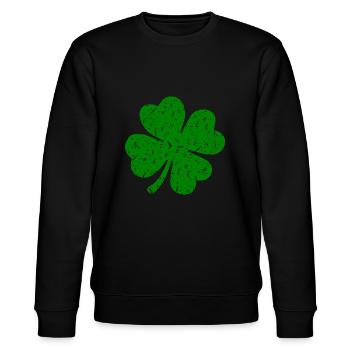 St Patricks Day Accessories Ireland Shamrock Decoration - Stanley/Stella CHANGER Unisex Organic Sweatshirt - black - Front - Nik (191cm) & Marisol (170cm)