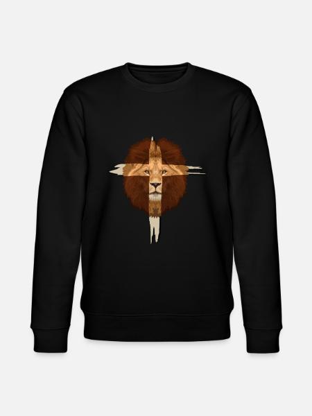 Lion Cross Christian Gift - Stanley/Stella CHANGER Unisex Organic Sweatshirt - black