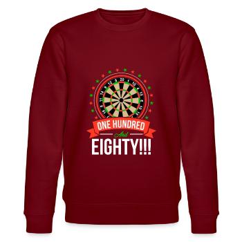 180 Ohne Hundred And Eighty | Dart Geschenke Darts - Stanley/Stella Unisex Bio-Sweatshirt CHANGER  - Burgunderrot - Vorne - Nik (191cm) & Marisol (170cm)