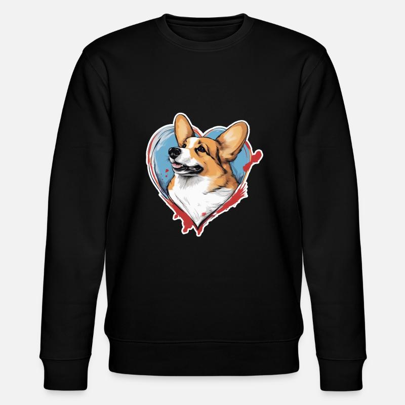 Corgi Herz - Stanley/Stella Unisex Bio-Sweatshirt CHANGER  - Schwarz
