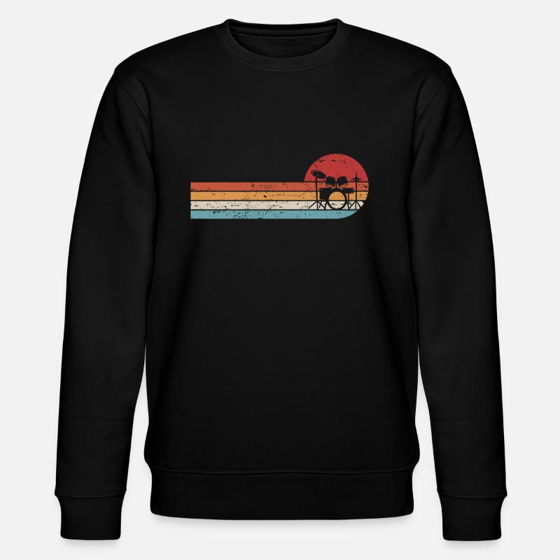 Retro Drums Drummer Percussion - Stanley/Stella CHANGER Unisex Organic Sweatshirt - black
