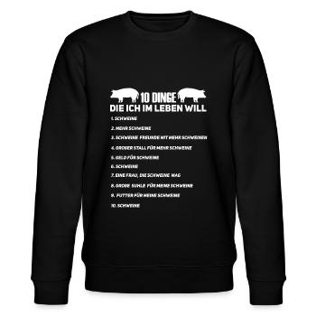 Schwein Schweine Bauer Geschenk - Stanley/Stella Unisex Bio-Sweatshirt CHANGER  - Schwarz - Vorne - Nik (191cm) & Marisol (170cm)