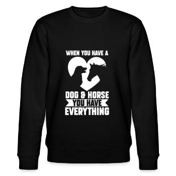 Hund & Pferd Hund & Pferd Geschenk - Stanley/Stella Unisex Bio-Sweatshirt CHANGER  - Schwarz - Vorne - Nik (191cm) & Marisol (170cm)