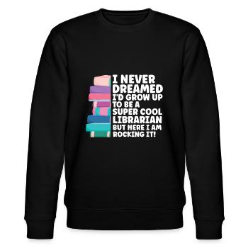 Bibliothek Bibliothekar Bibliotheken Geschenk - Stanley/Stella Unisex Bio-Sweatshirt CHANGER  - Schwarz - Vorne - Nik (191cm) & Marisol (170cm)