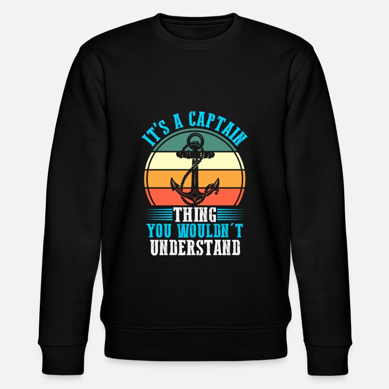 Captain Boat Captains Gift - Stanley/Stella CHANGER Unisex Organic Sweatshirt - black