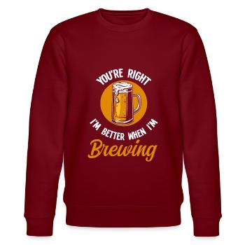 Brauerei Bier Geschenk - Stanley/Stella Unisex Bio-Sweatshirt CHANGER  - Burgunderrot - Vorne - Nik (191cm) & Marisol (170cm)