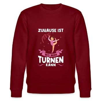 Turnen Mädchen Turnerin Geschenk - Stanley/Stella Unisex Bio-Sweatshirt CHANGER  - Burgunderrot - Vorne - Nik (191cm) & Marisol (170cm)
