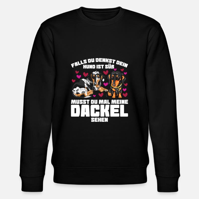 Dackel Hund Dachshund Geschenk - Stanley/Stella Unisex Bio-Sweatshirt CHANGER - Schwarz