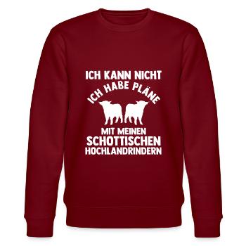 Hochlandrind Zucht Hochlandkuh Geschenk - Stanley/Stella Unisex Bio-Sweatshirt CHANGER  - Burgunderrot - Vorne - Nik (191cm) & Marisol (170cm)