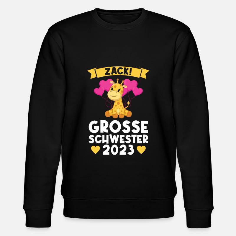 Schwestern Giraffe Grosse Schwester Geschenk - Stanley/Stella Unisex Bio-Sweatshirt CHANGER  - Schwarz
