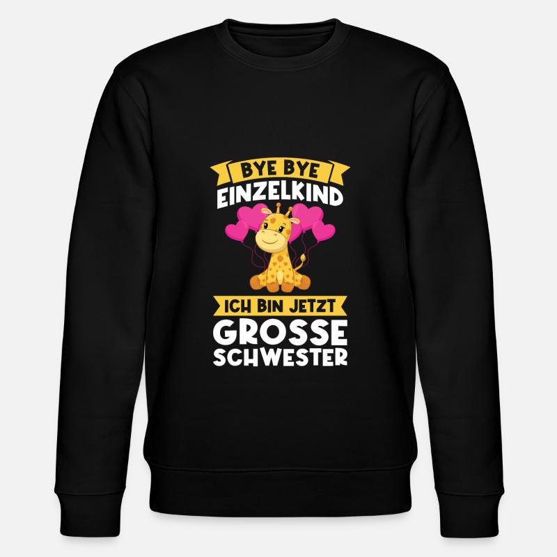 Schwestern Giraffe Grosse Schwester Geschenk - Stanley/Stella Unisex Bio-Sweatshirt CHANGER  - Schwarz