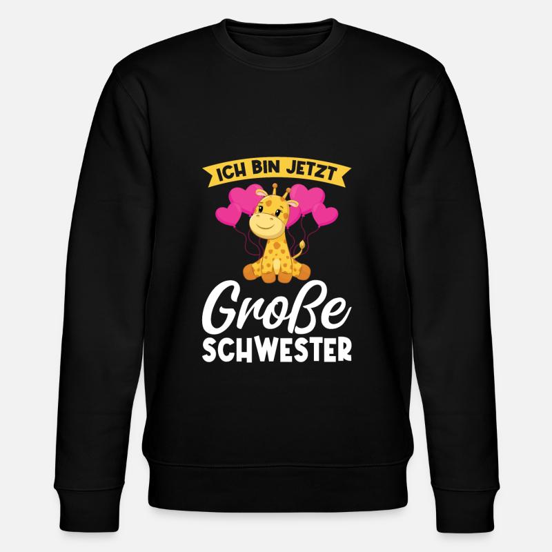Schwestern Giraffe Grosse Schwester Geschenk - Stanley/Stella Unisex Bio-Sweatshirt CHANGER  - Schwarz
