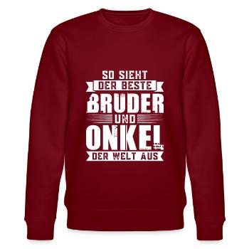 Bruder Onkel Brüder Geschenk - Stanley/Stella Unisex Bio-Sweatshirt CHANGER  - Burgunderrot - Vorne - Nik (191cm) & Marisol (170cm)