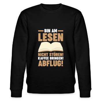 Lesen Bücher Bücher Geschenk - Stanley/Stella Unisex Bio-Sweatshirt CHANGER  - Schwarz - Vorne - Nik (191cm) & Marisol (170cm)