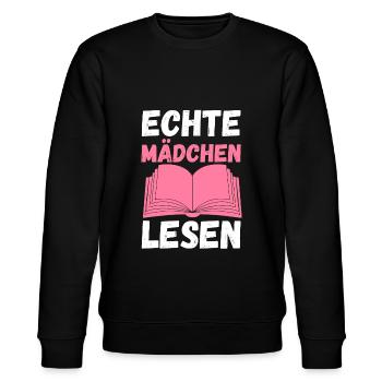 Lesen Mädchen Leser Geschenk - Stanley/Stella Unisex Bio-Sweatshirt CHANGER  - Schwarz - Vorne - Nik (191cm) & Marisol (170cm)