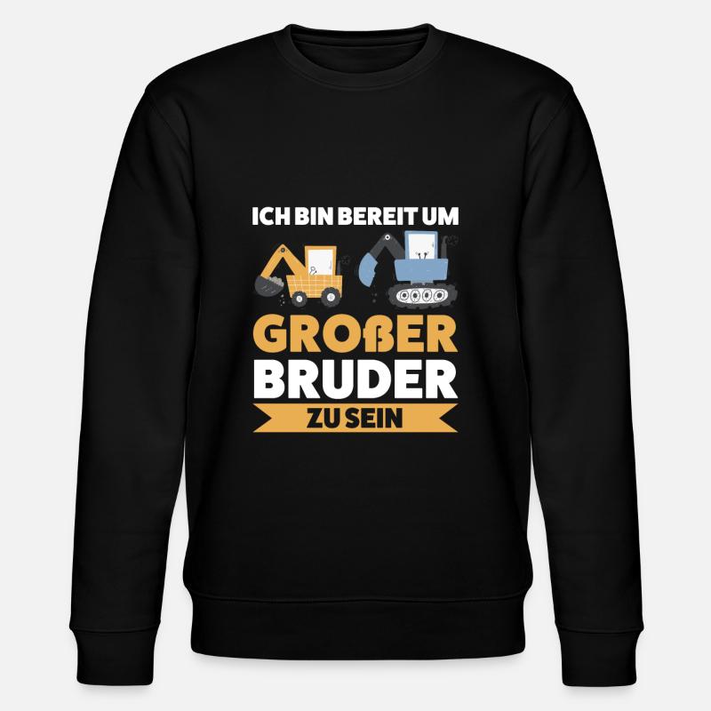 Großer Bruder Bagger Grosser Bruder Geschenk - Stanley/Stella Unisex Bio-Sweatshirt CHANGER  - Schwarz