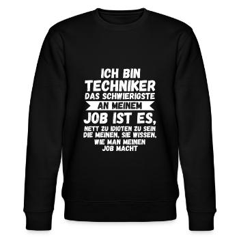 Techniker Beruf Technik Geschenk - Stanley/Stella Unisex Bio-Sweatshirt CHANGER  - Schwarz - Vorne - Nik (191cm) & Marisol (170cm)