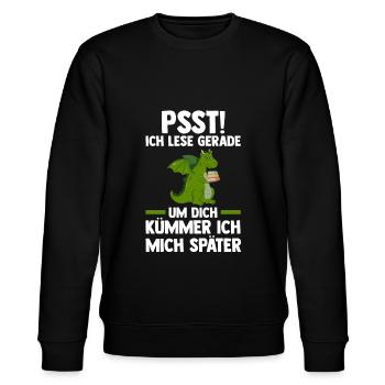 Drachen Bücher Buch Geschenk - Stanley/Stella Unisex Bio-Sweatshirt CHANGER  - Schwarz - Vorne - Nik (191cm) & Marisol (170cm)