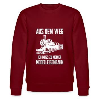 Dampflokomotive Zug Lokführer Geschenk - Stanley/Stella Unisex Bio-Sweatshirt CHANGER  - Burgunderrot - Vorne - Nik (191cm) & Marisol (170cm)
