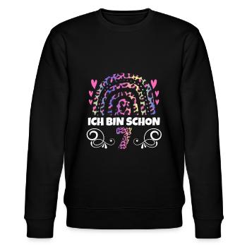 6.Geburtstag Regenbogen 6 Jahre alt Geschenk - Stanley/Stella Unisex Bio-Sweatshirt CHANGER  - Schwarz - Vorne - Nik (191cm) & Marisol (170cm)