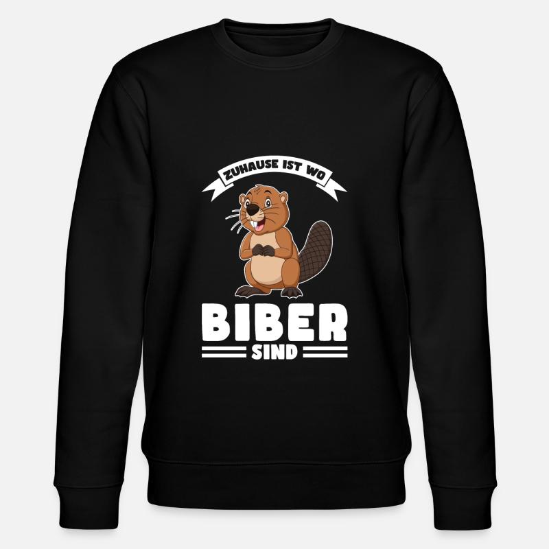 Tiere Bieber Biebern Geschenk - Stanley/Stella Unisex Bio-Sweatshirt CHANGER  - Schwarz