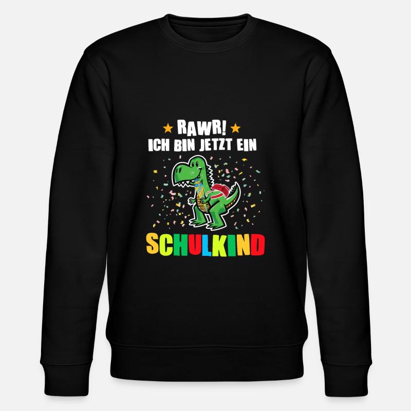 Schulkind Dino Schulstart Geschenk - Stanley/Stella Unisex Bio-Sweatshirt CHANGER  - Schwarz