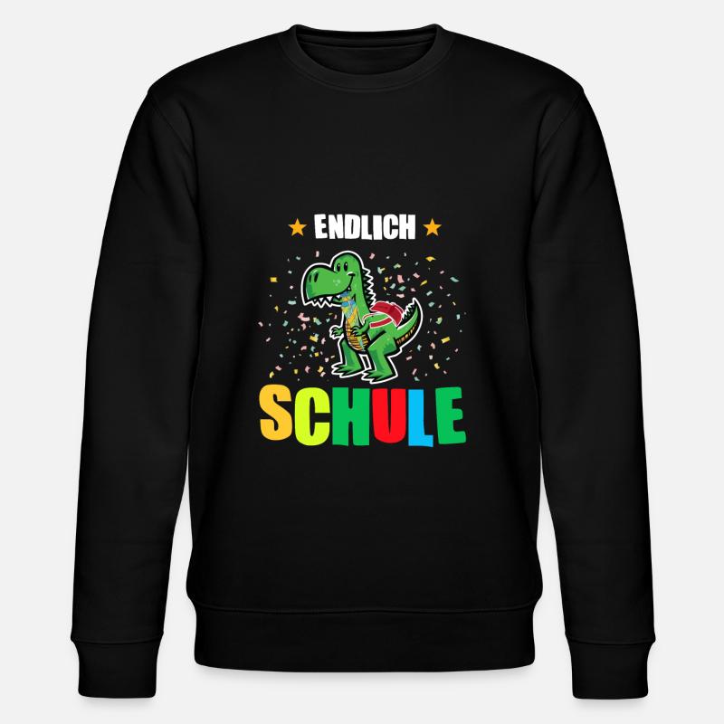 Schulkind Dino Schulbeginn Geschenk - Stanley/Stella Unisex Bio-Sweatshirt CHANGER  - Schwarz